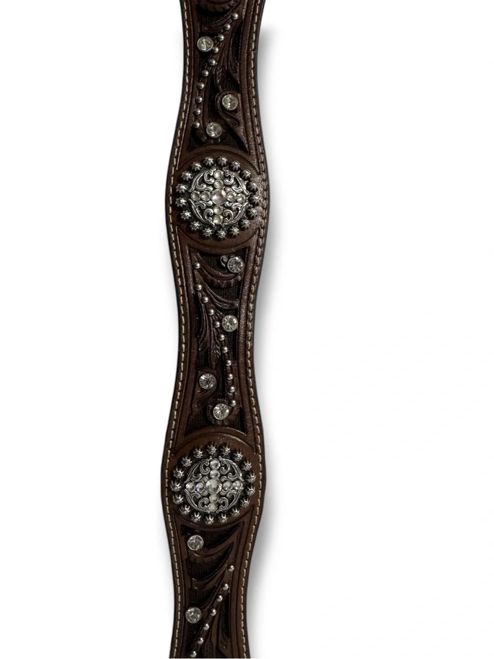 Ariat Women’s Brown Leather Belt Scroll Inlay Crystal Western Cowgirl A1513003 M